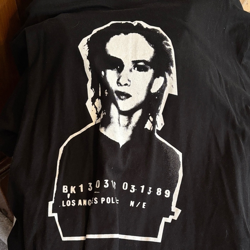 Black Graphic T-Shirt with Portrait Design Juliette Lewis